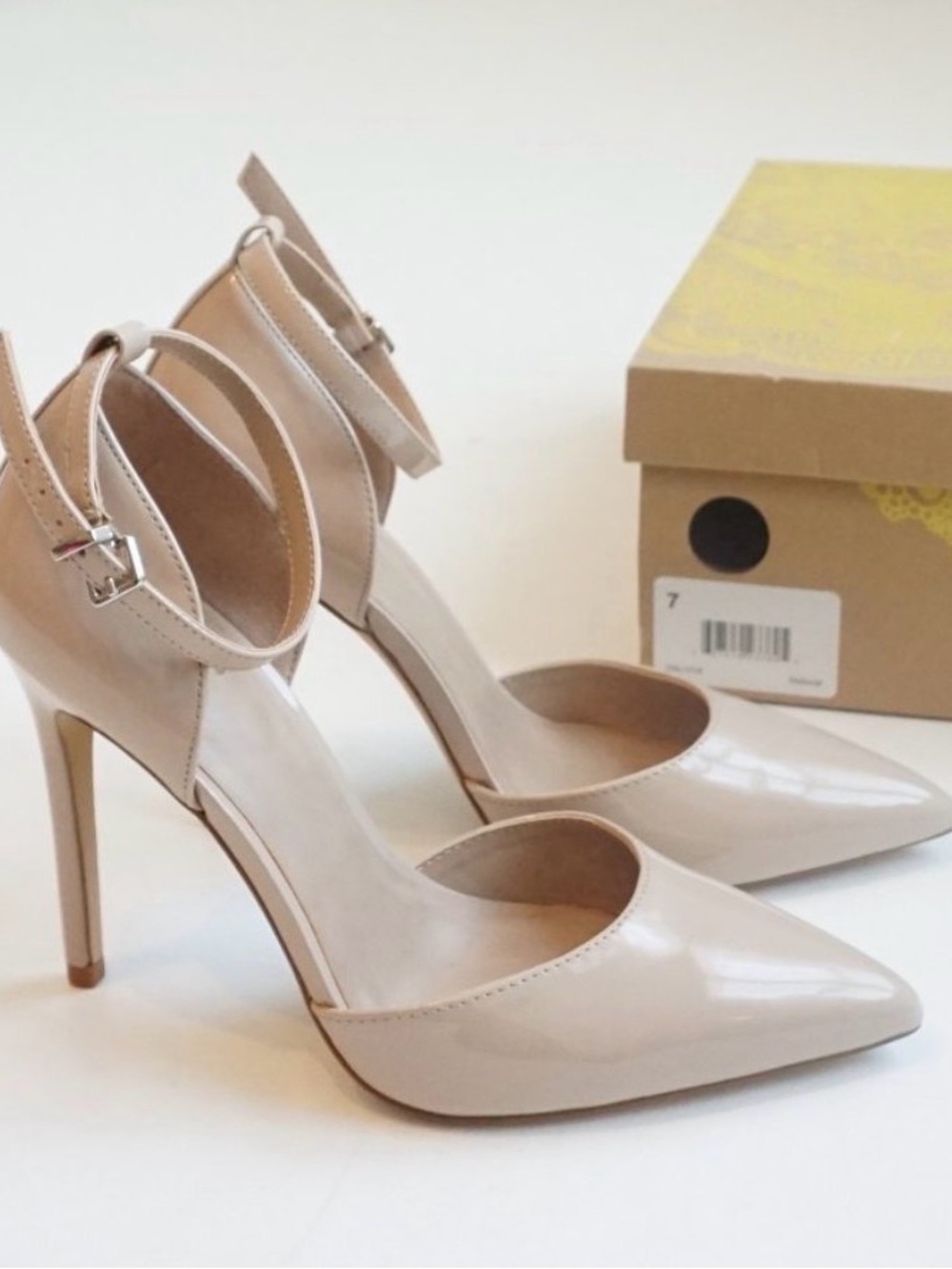 Mix No. 6 Nude Patent Pointed-Toe Ankle-Strap Pumps